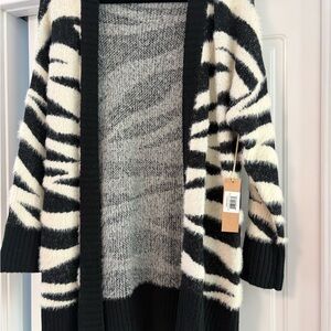 Debut Black and White Zebra Print Cardigan